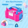 NuLink Electric Portable Dual Nozzle Balloon Blower Pump Inflation for Decoration, Party, Sport [110V~120V, 600W, Rose Red] view 2