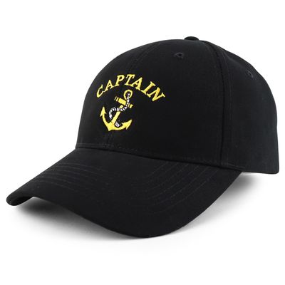 Captain Anchor Embroidered Deluxe 100% Cotton Cap - Black