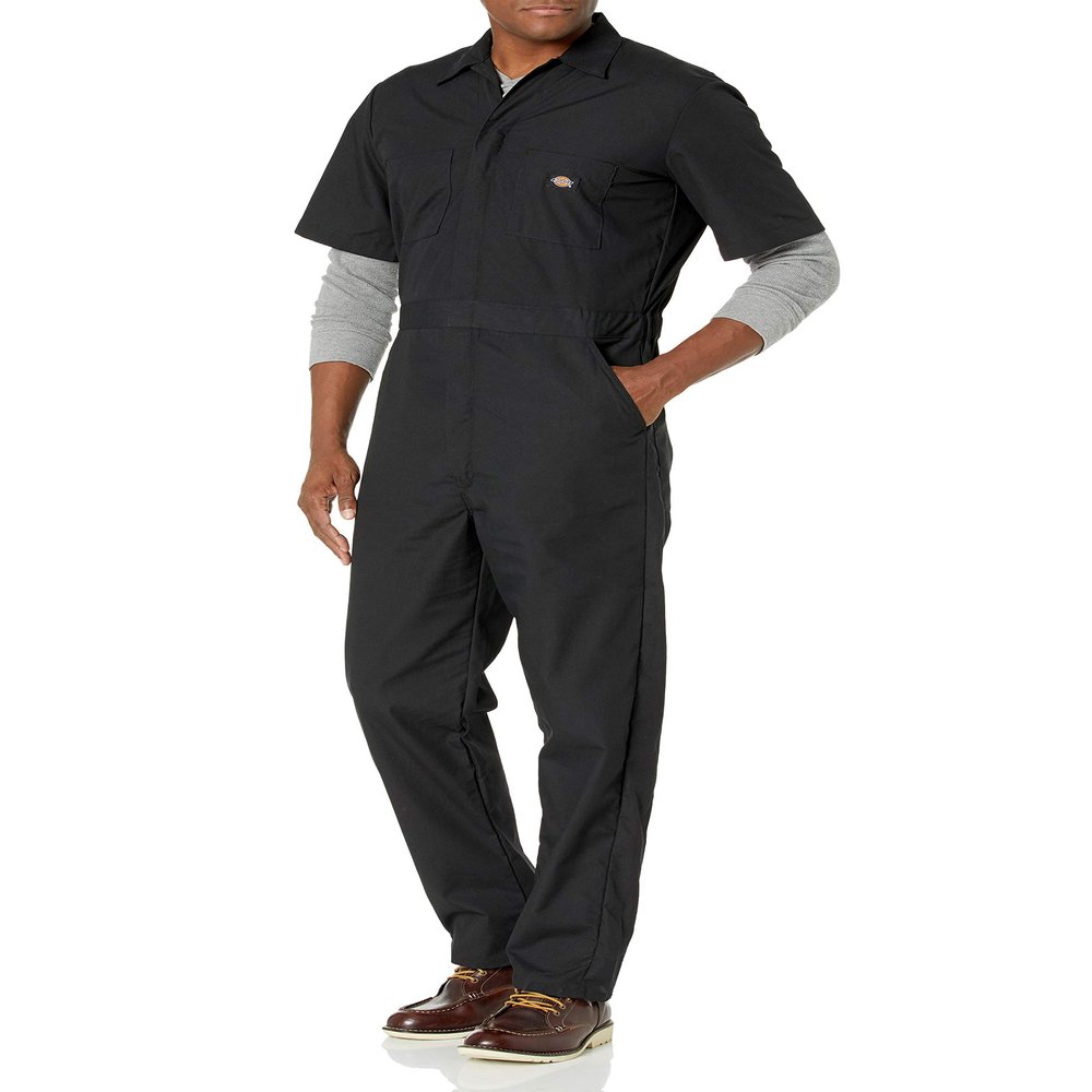 Dickies Men's Short Sleeve Coverall, Black, Medium Regular