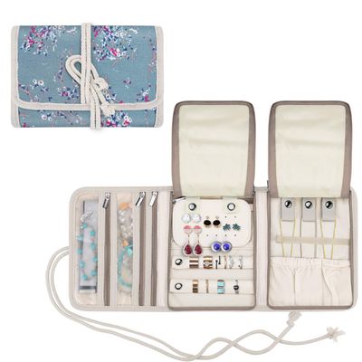 Teamoy Travel Jewelry Roll, Jewelry Storage Bag Organizer for Necklaces, Earrings, Bracelets, Rings, Brooches and More, Compact and Easy to Carry, Plum Flowers