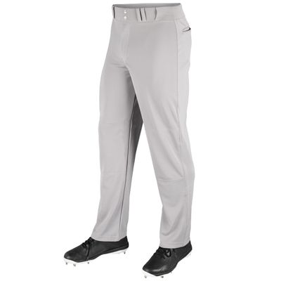 Champro MVP OB OpenBottom Loose-Fit Baseball Pant in Solid Color with Reinforced Double Knee, Grey, X-Large, BP4UA