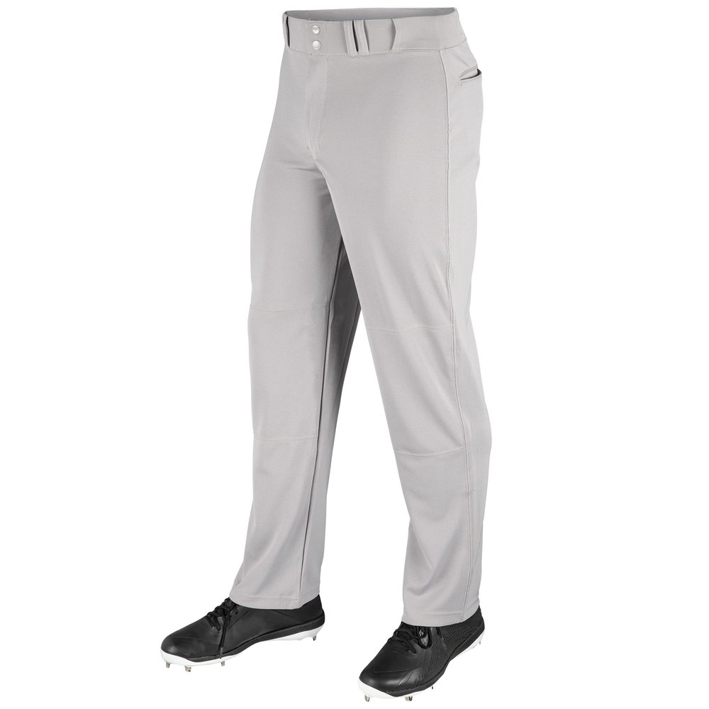 Champro MVP OB OpenBottom Loose-Fit Baseball Pant in Solid Color with Reinforced Double Knee, Grey, X-Large, BP4UA