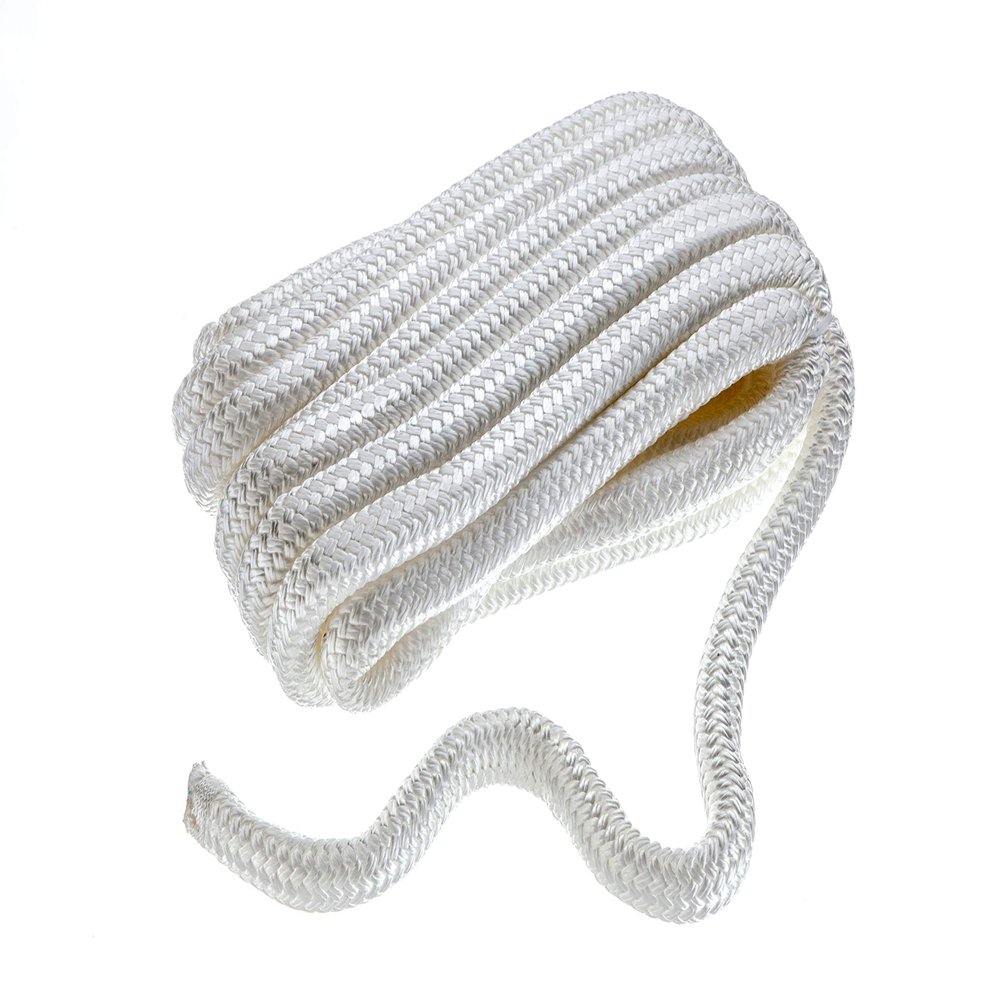 Seachoice Double-Braid Nylon Dock Line w/Eye Splice, Pre-Shrunk, Heat Stabilized, 3/4 in. X 25 Ft., White
