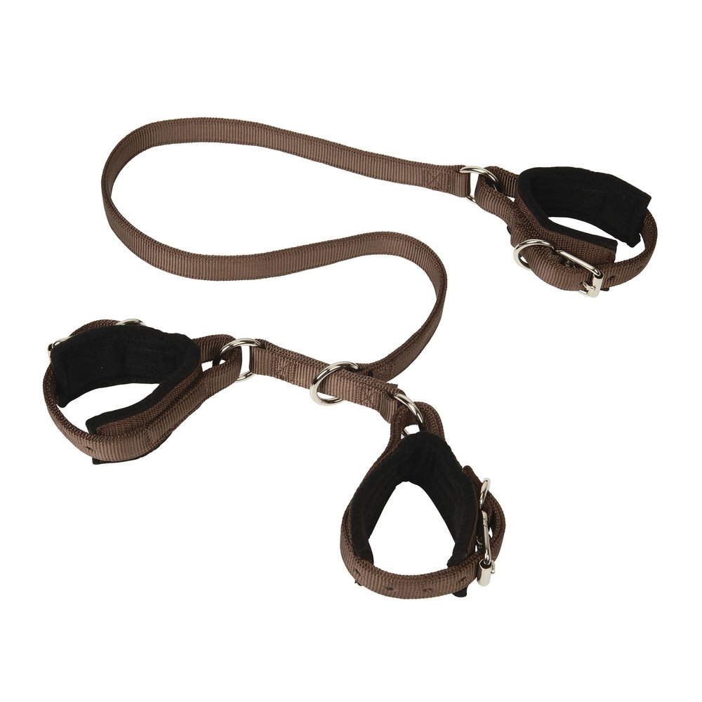 Weaver Equine 3-Way Brown Horse Hobble, Snug Felt Lined Nylon Hobble with Nickel Plated Hardware, Adjustable Horse Hobbles to Curb Pawing, Kicking