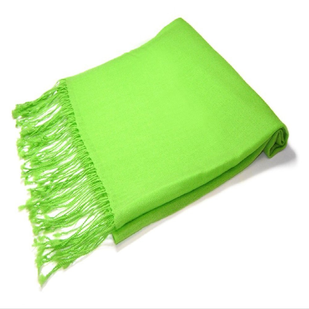 Biagio 100% Wool Pashmina Solid Scarf LIME GREEN Color Womens Shawl Wrap Scarve