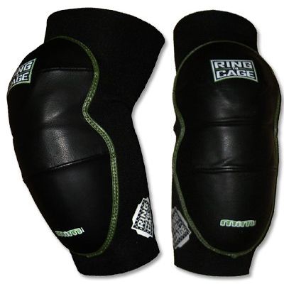 Ring to Cage Deluxe MiM-Foam Elbow Pads - Leather for Muay Thai, MMA, Kickboxing, Stand up-Large