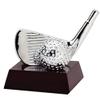 Customizable 4 Inch Electroplated Bright Silver Golf Iron and Ball, Includes Personalization view 1