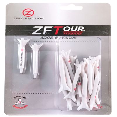 Zero Friction Tour 3-Prong Golf Tees (1-3/4 Inch, White, Pack of 20)