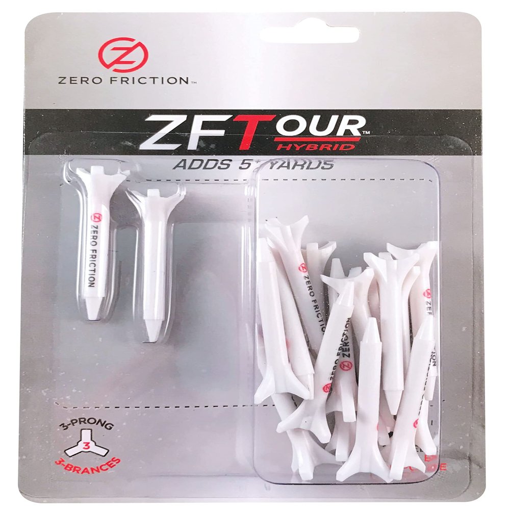 Zero Friction Tour 3-Prong Golf Tees (1-3/4 Inch, White, Pack of 20)