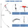 Fishing Leaders Saltwater Tackle Surf Fishing Rigs High Strength Fishing Wire Leader Line Rig with Swivels Snap for Lures Bait Hooks (1 arm, 12pcs, Black Stainless Steel) view 2