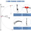 Fishing Leaders Saltwater Tackle Surf Fishing Rigs High Strength Fishing Wire Leader Line Rig with Swivels Snap for Lures Bait Hooks (2 arm, 12pcs, Black Stainless Steel) view 2