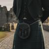 SZCO Medieval Sporran 8 Inch - Black Embossed Celtic Knot Leather Pouch with Tassels - Scottish Kilt Sporran with Chain Belt for Men - Medieval Bag for Costume & Renaissance Accessories view 4