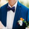 HISDERN Men's Bee Pattern Self Bow Tie And Pocket Square Set Wedding Party Accessories,Navy Blue & Yellow,One Size view 2