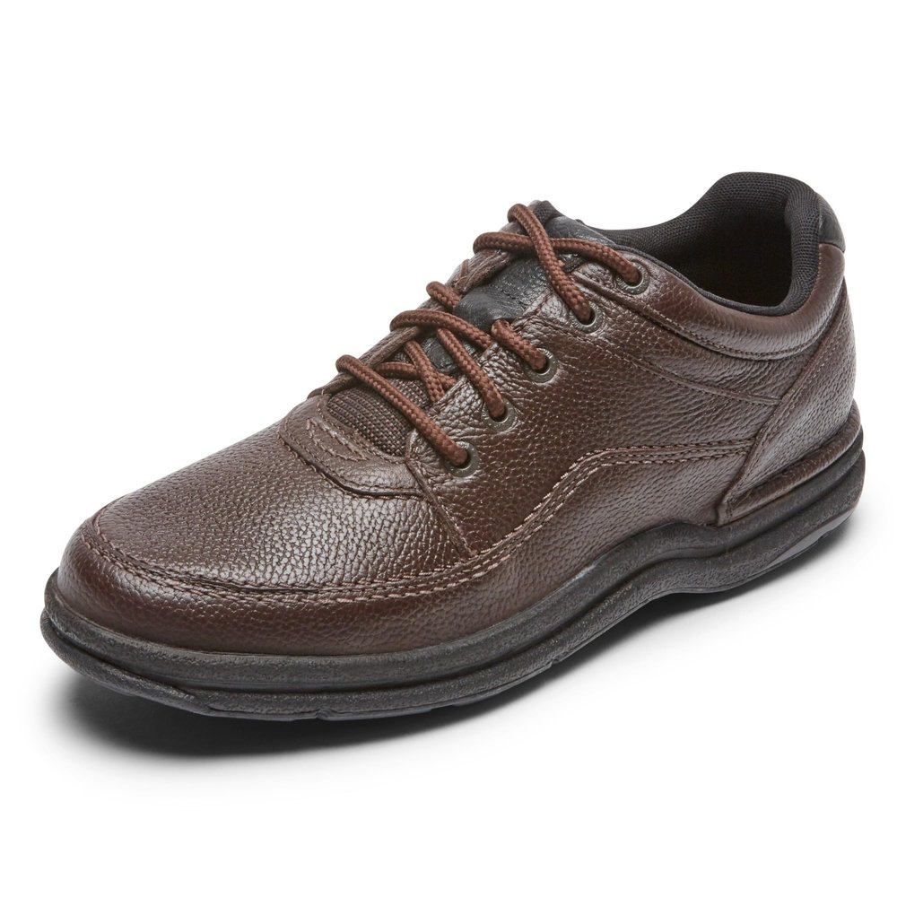 Rockport Men's World Tour Classic Walking Shoe, Brown Tumbled Leather, 9 Medium