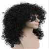 karlery 70s 80s Mens Long Curly Black Wig Afro Punk Rocker Halloween Party Costume Wig view 2