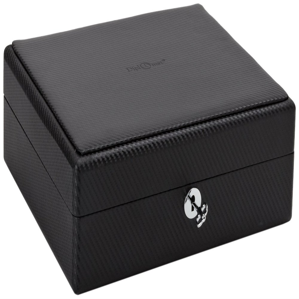 Diplomat 31-445 Carbon Fiber Eighteen Watch Case with Black Suede Interior Watch Case