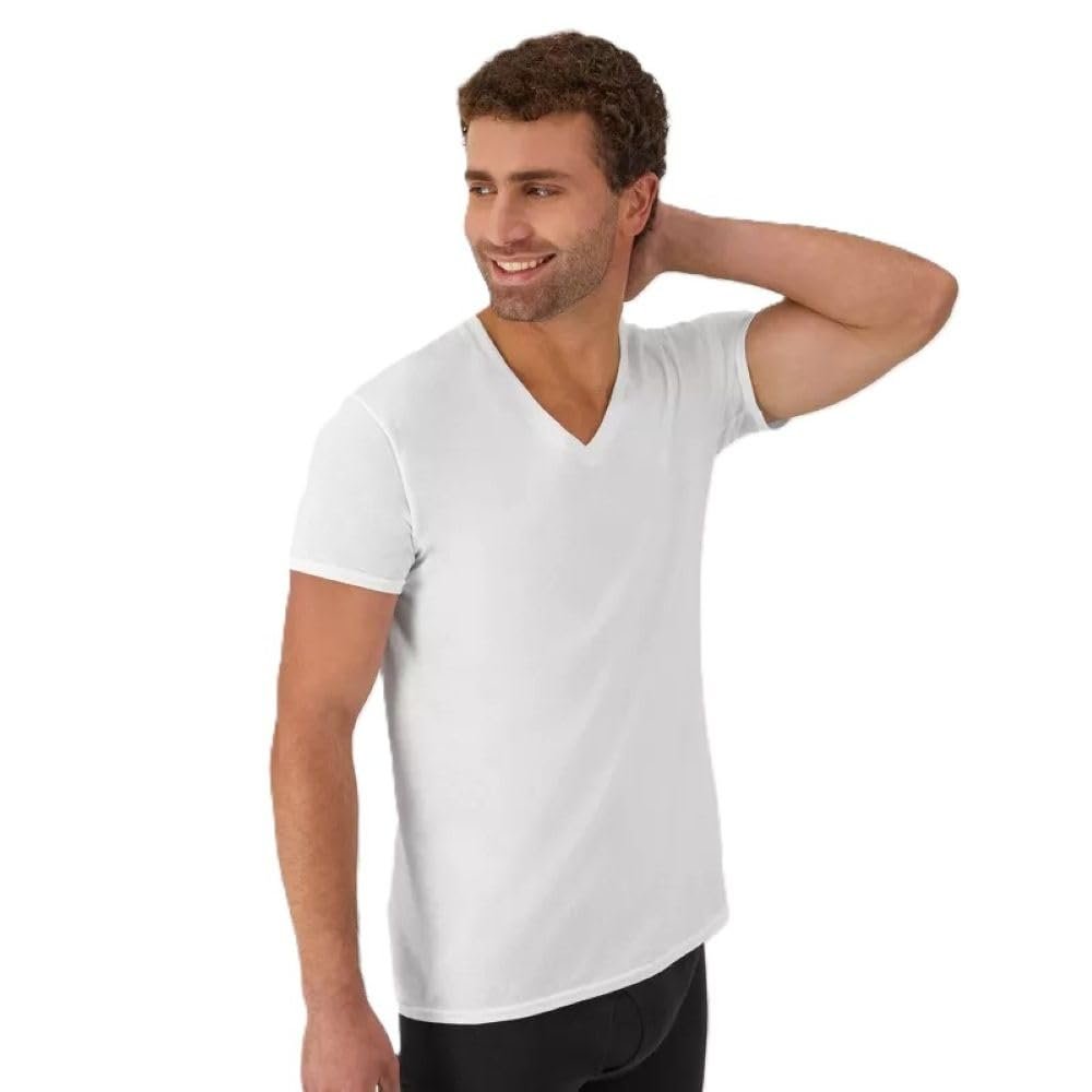 Hanes Ultimate Men's 5-Pack ComfortSoft V-Neck Tee,White,Medium