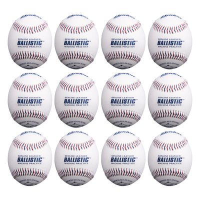 Baden Ballistic Leather Pitching Machine Baseballs | Durable Leather Construction for Consistent Performance, 12-Pack