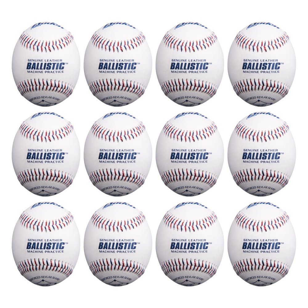 Baden Ballistic Leather Pitching Machine Baseballs | Durable Leather Construction for Consistent Performance, 12-Pack