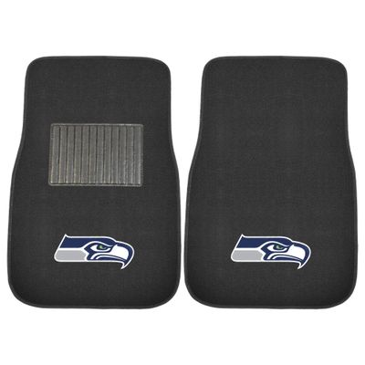 FANMATS 17128 NFL - Seattle Seahawks 2-pc Embroidered Car Mat Set | Black | 17"x25.5" | Seahawk Head Primary Logo
