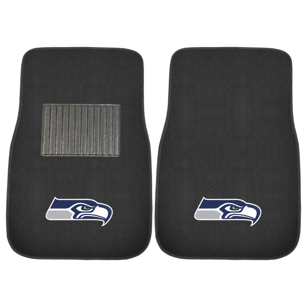 FANMATS 17128 NFL - Seattle Seahawks 2-pc Embroidered Car Mat Set | Black | 17"x25.5" | Seahawk Head Primary Logo