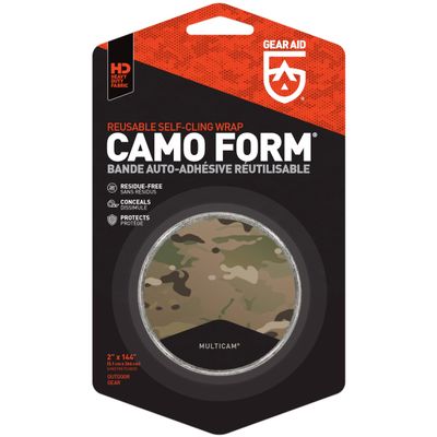 GEAR AID Camo Form Self-Cling and Reusable Fabric Camouflage Wrap, Adds Grip and Shield Hands from Hot or Cold Surfaces to Protect You and Your Equipment, Multicam, 2 x 144 Roll, 1 Pack