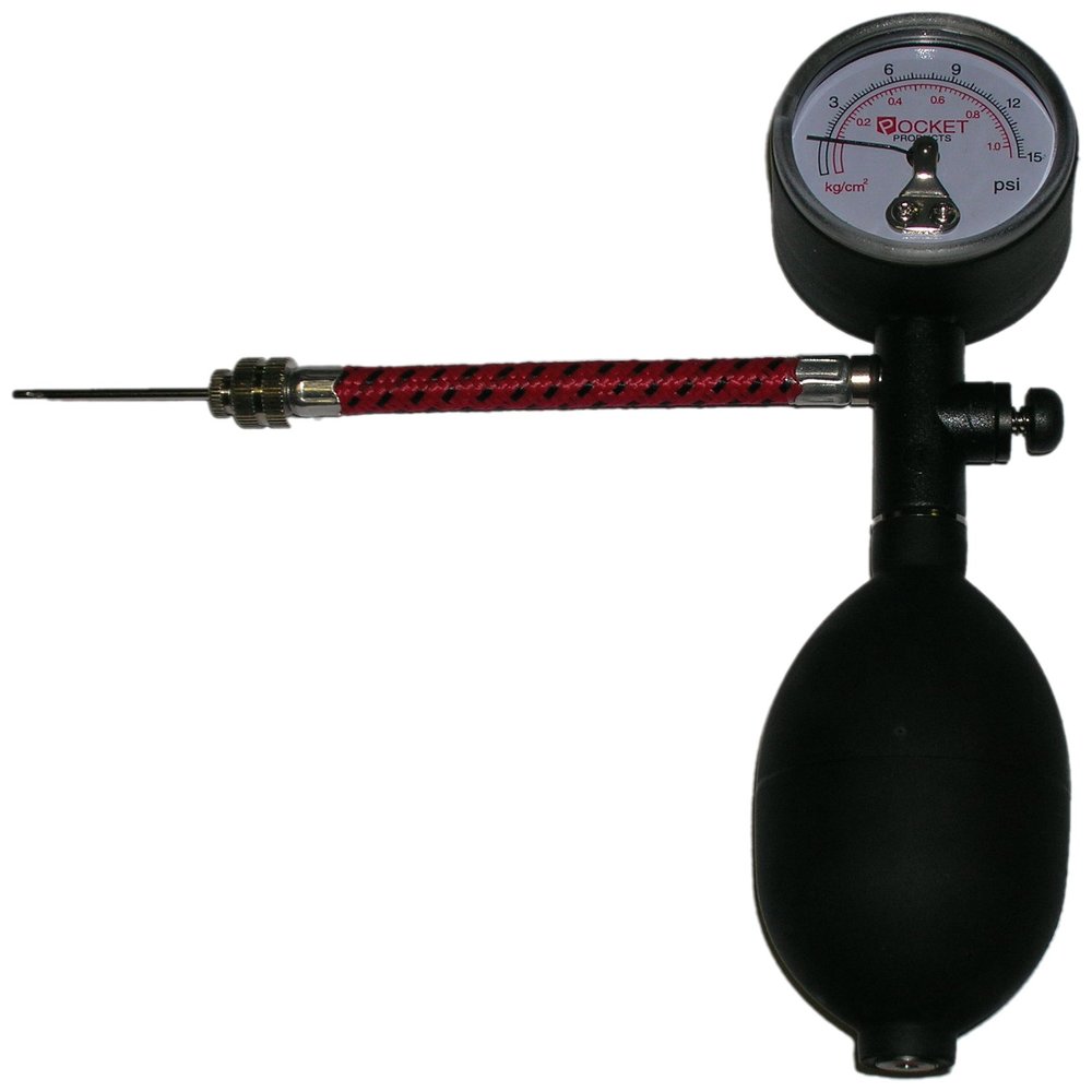 Tandem Sport Pocket Pump With Pressure Gauge - Ball Pump with Hose & Air Release Valve - Travel Size Ball Pump for Volleyballs, Basketballs & Footballs - Easy, One Hand Operation - Black