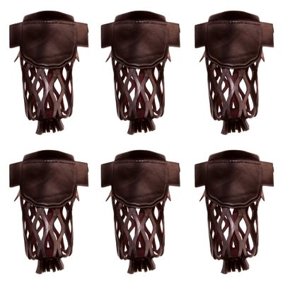 Set of 6 Leather Pool Table Billiard Pockets, Cherry