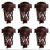 Set of 6 Leather Pool Table Billiard Pockets, Cherry view 1