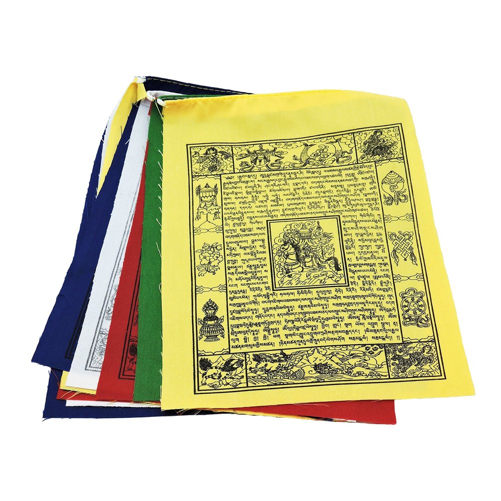 Tibetan Prayer Flags Wind Horse Eight Auspicious Symbols Set of 10 Flags