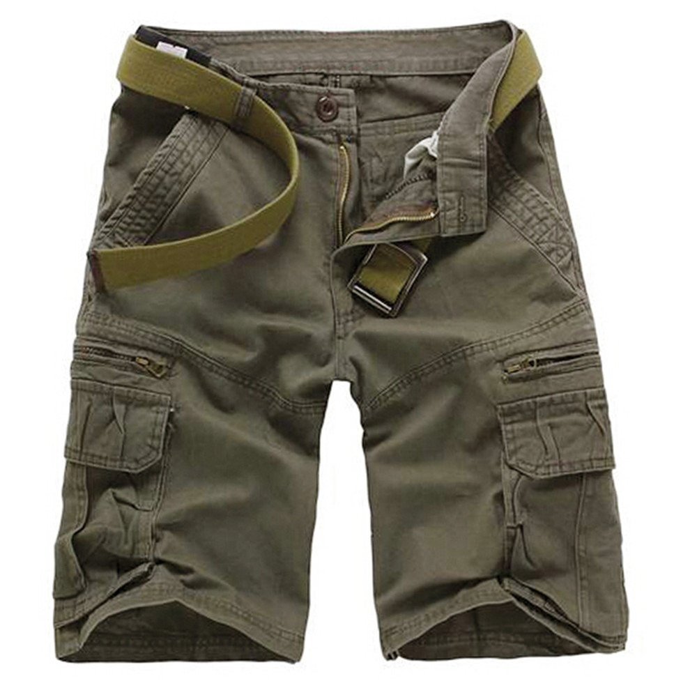 Crazy Men's Casual Outdoor Relaxed Cotton Army Cargo Shorts Pants-coffee-26