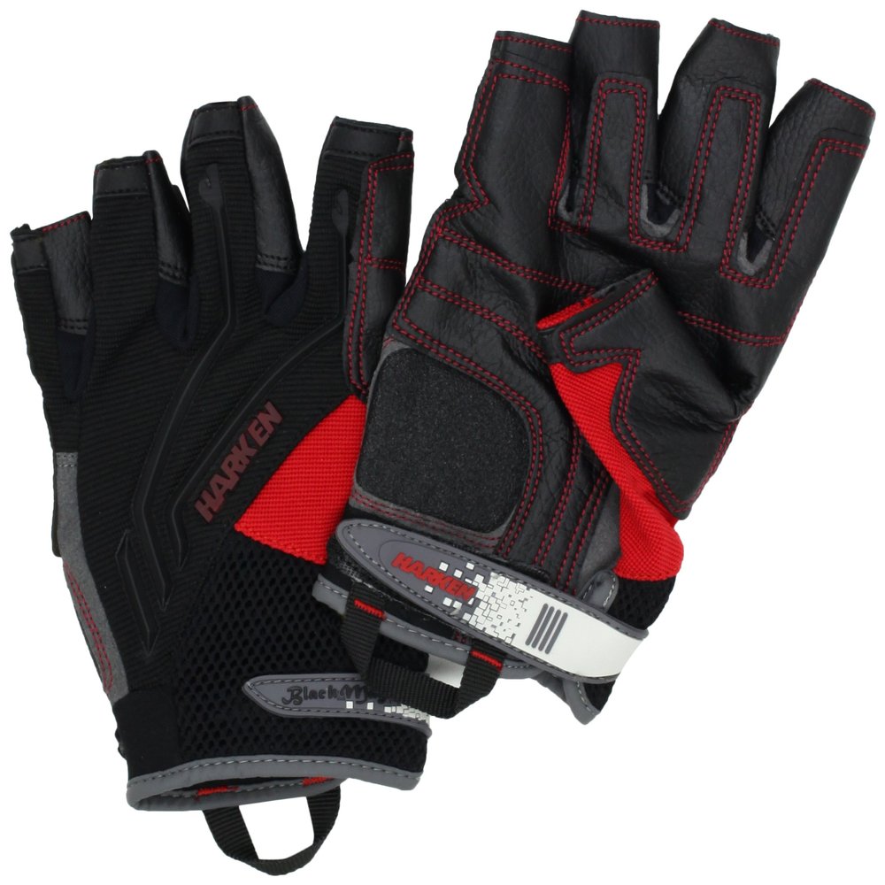 HARKEN Premium Sailing Protective Gloves Men's 3/4 Finger Reflex, Black, X-Large, Model 2083XL