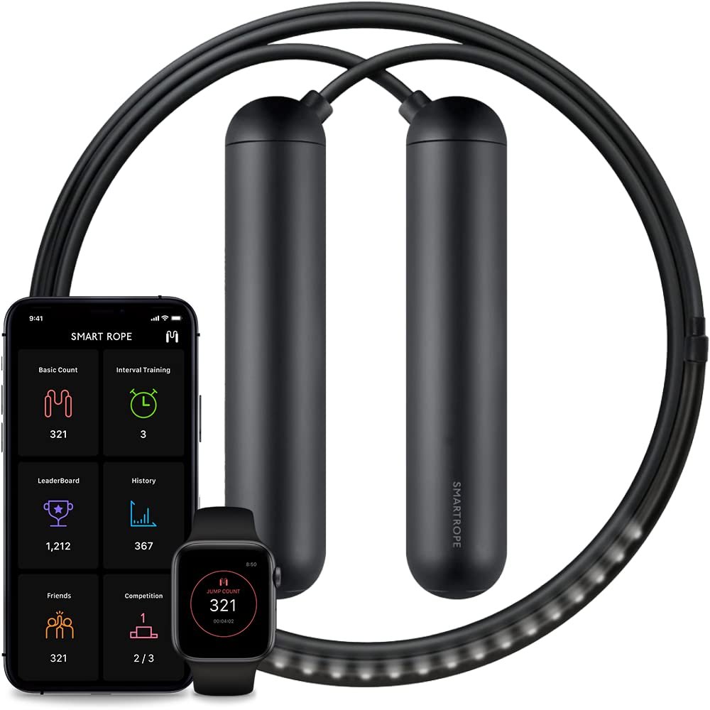 [Tangram Factory] Smart Rope - LED embedded Jump Rope (Black, Large)