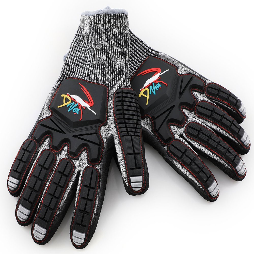 D Vein Lobster Gloves for Diving Kevlar Spearfishing Dive Glove Puncture Resistant (Large)