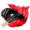 Nimiman Women 1 Pair (Left+Right) Silk Belly Dance Fan Veil Belly Dancing Long Folding Fans Length 150 cm Width 90 cm (Black red) view 1