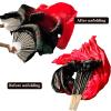 Nimiman Women 1 Pair (Left+Right) Silk Belly Dance Fan Veil Belly Dancing Long Folding Fans Length 150 cm Width 90 cm (Black red) view 2