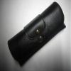 Calabria Double Snap Belt Loop Eyeglass Case PU Leather Brown Old School Vintage Eye Glasses Pouch Semi-Hard Sunglass Holder view 1
