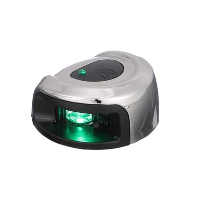 Attwood NV2012SSG-7 LightArmor 2-Mile Navigation Deck Mount Sidelight, Green LED Lighting, Round Stainless Housing