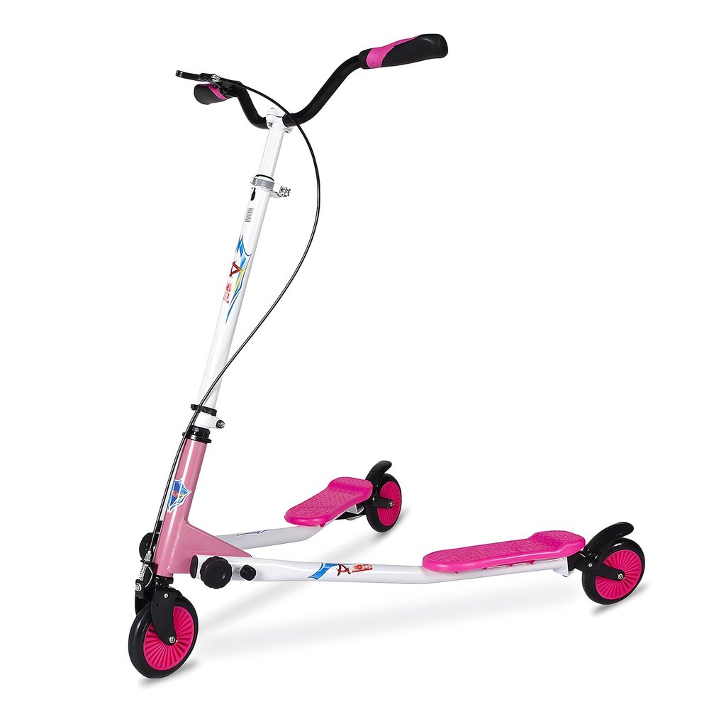 AODI Swing Wiggle Scooter, 3 Wheels Drifting Folding Kick Scooter with 4-Level Adjustable Height/Foldable for Kids/Woman/Men Age 6+ Years Old