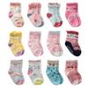 12 Pairs Toddler Girl Grip Crew Socks, Non Skid Cotton Anti Slip Socks for Kids Girls (12 Pairs, 1-3 Years) view 1