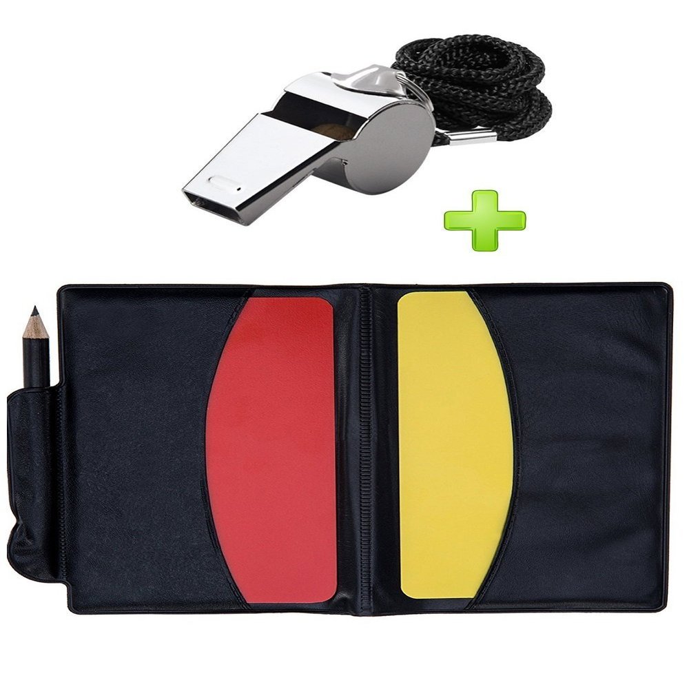 Golvery Soccer Kit - Metal Whistle with Referee Cards Set, Referee Cards for Soccer Football, Ideal Referee Kits for Game Sports
