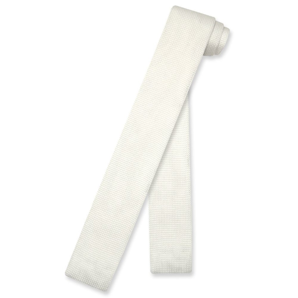 Biagio KNITTED Neck Tie Solid OFF-WHITE IVORY Color Men's Knit NeckTie