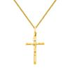 The World Jewelry Center 14k Real Yellow Gold Crucifix Cross Pendant with 1mm Braided Square Wheat Chain Necklace - 20" view 1