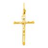 The World Jewelry Center 14k Real Yellow Gold Crucifix Cross Pendant with 1mm Braided Square Wheat Chain Necklace - 20" view 2