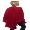 Fennco Styles Women's Ruffle Trim Knit Open Front Poncho Cape Shawl - Fall Wrap Jacket, Cozy and Stylish Layering Piece, Multiple Colors (Crimson Red) view 4