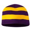 Sportsman SP01 Men's Rugby Striped Knit Beanie Purple/Gold One Size view 1