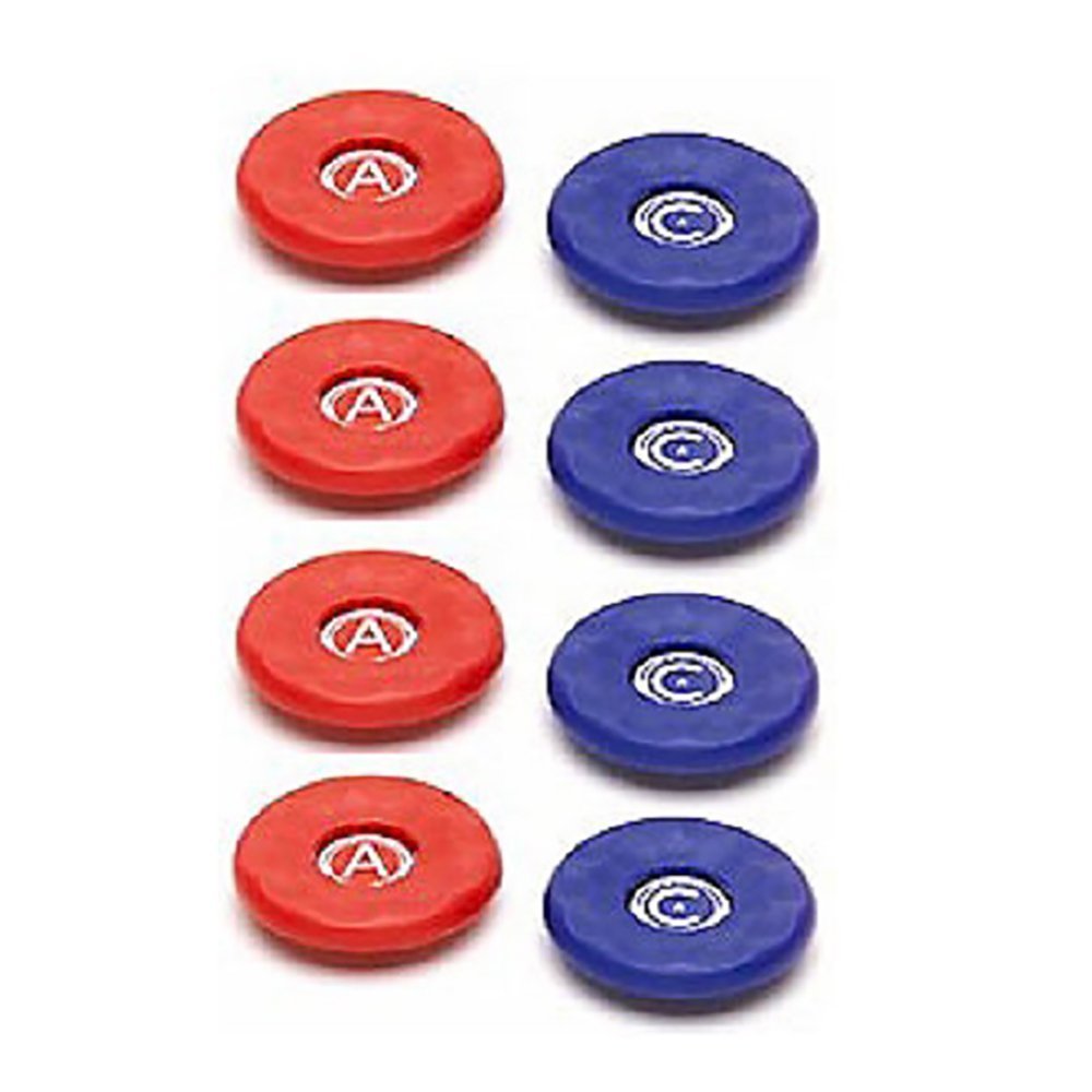 Replacement American Medium Table Shuffleboard Puck Weight Top Caps- Set of 8 caps - Red/Blue - Caps/Tops Only