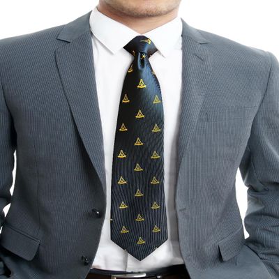 Past Master Masonic Neck Tie - [Black & Gold]