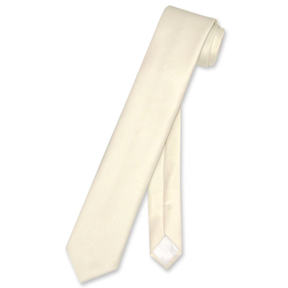 Vesuvio Napoli Narrow NeckTie Skinny CREAM Color Men's Thin 2.5" Neck Tie