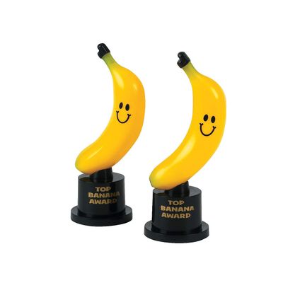 Fun Express Top Banana Award Trophies Colorful Fun Trophies for School Office Parties & Fun Events Ideal for Recognizing Achievements Prize Giveaways & Motivational Awards 12 Pieces
